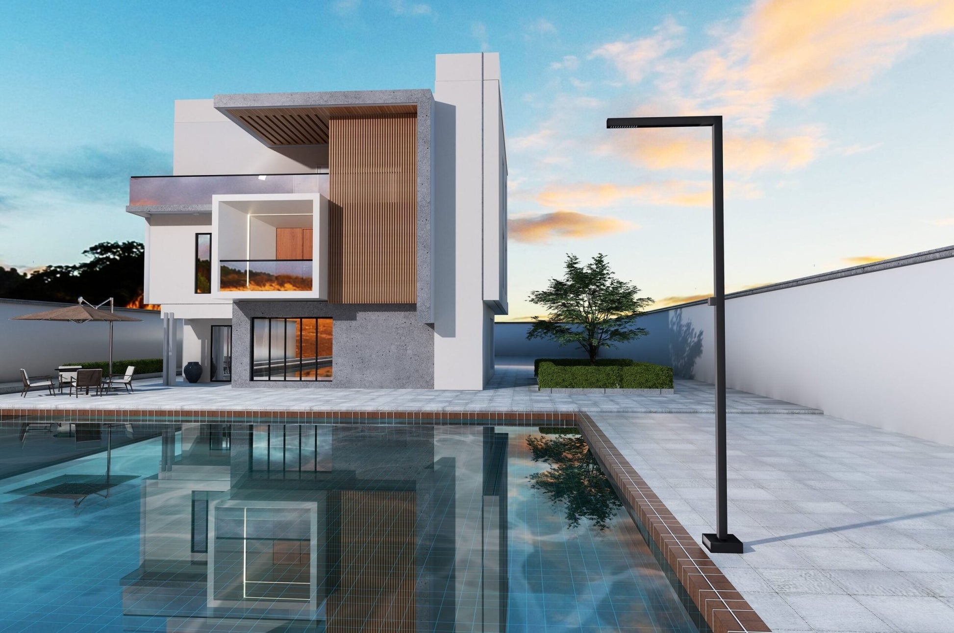 Ducha de piscina ALABAMA Negro mate - BricoandPool