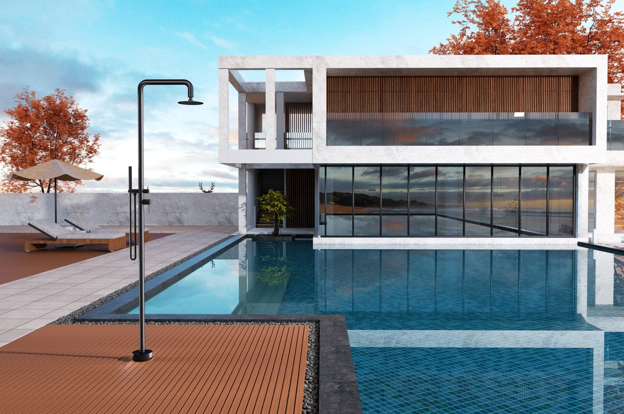 Ducha de piscina FLORIDA ACERO Negro mate - BricoandPool