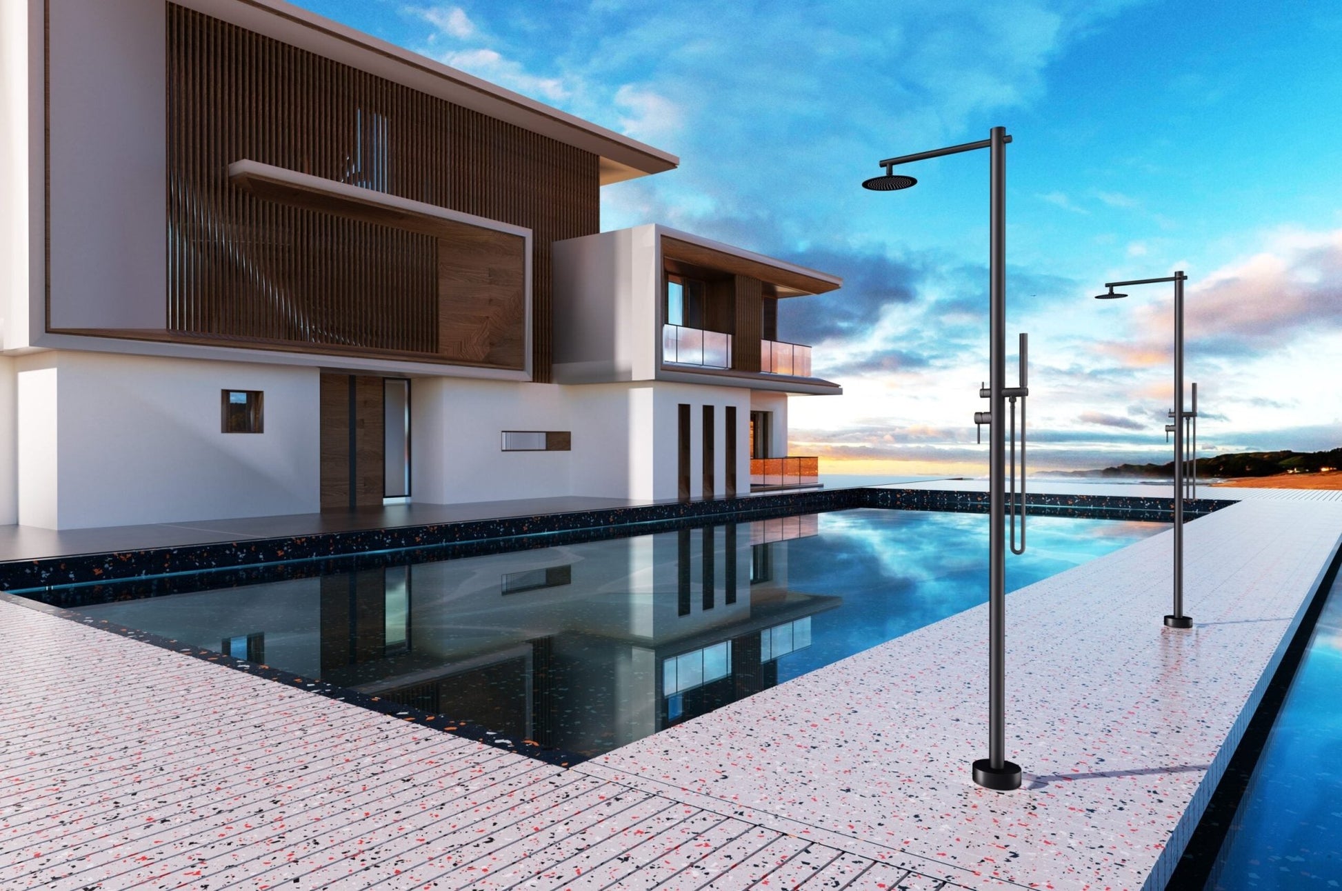 Ducha de piscina KANSAS Negro mate - BricoandPool