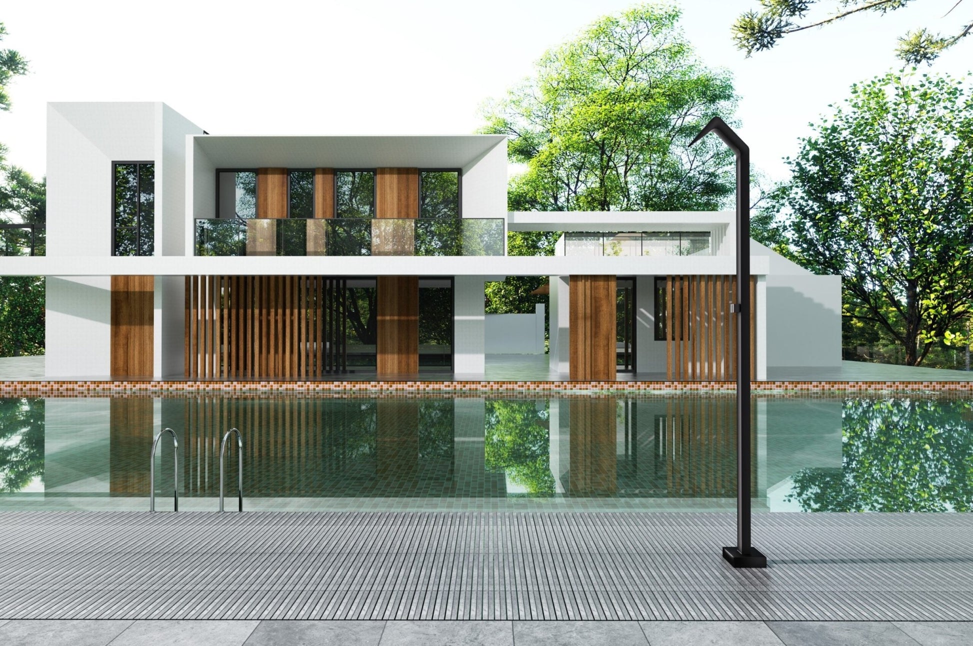 Ducha de piscina NIÁGARA Negro mate - BricoandPool