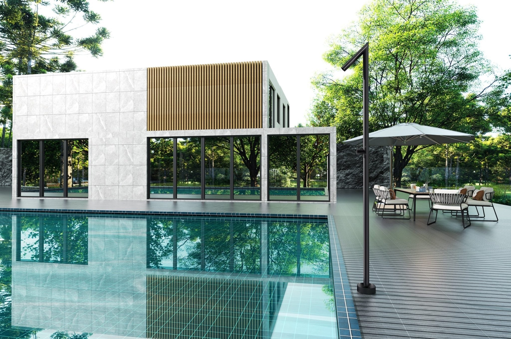 Ducha de piscina OKLAHOMA Negro mate - BricoandPool