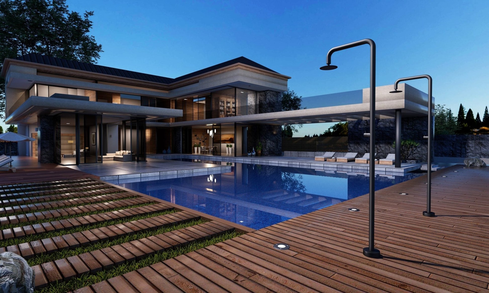 Ducha de piscina OREGÓN Negro mate - BricoandPool