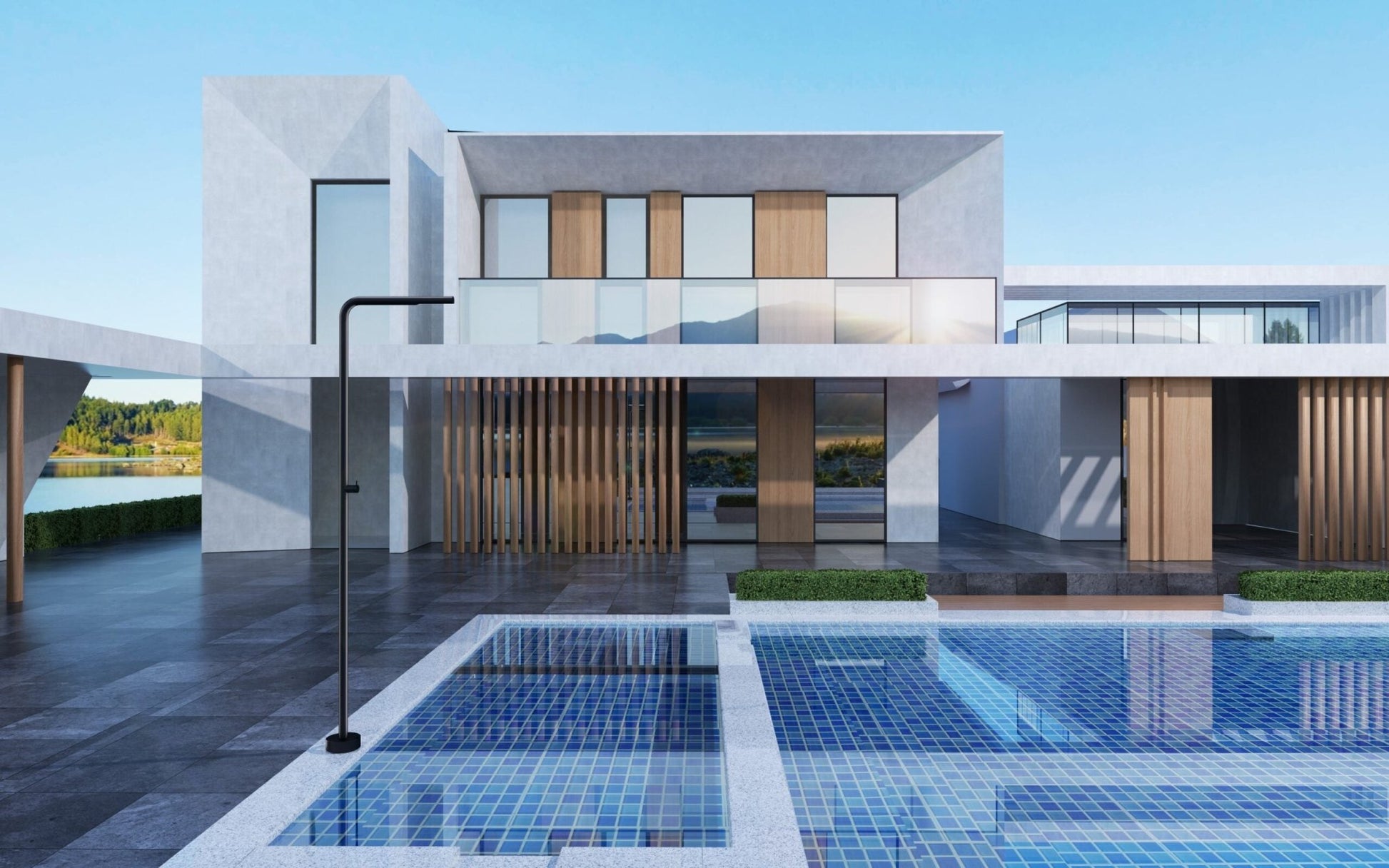 Ducha de piscina TEXAS Negro mate - BricoandPool