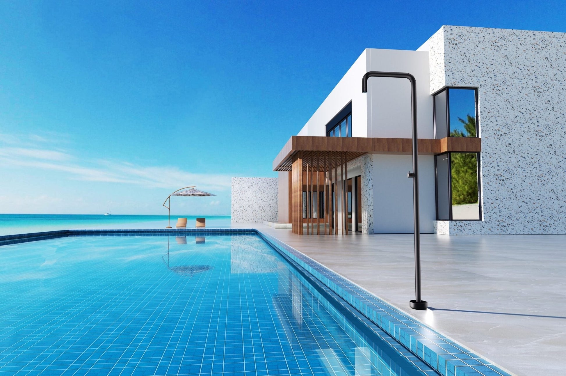 Ducha de piscina UTAH Negro mate - BricoandPool