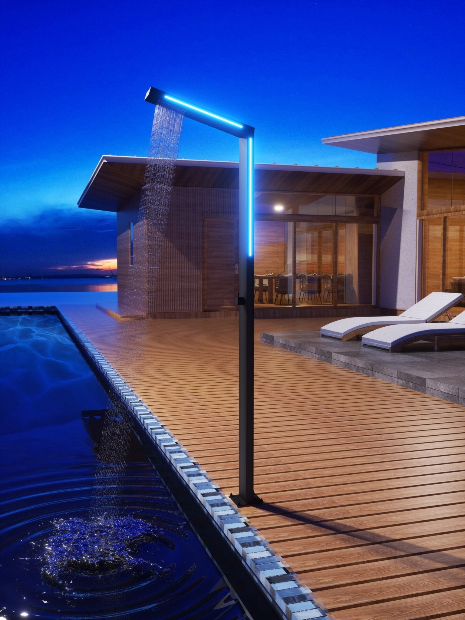 Ducha de piscinaSENSE LED LIGHT Negro mate - BricoandPool