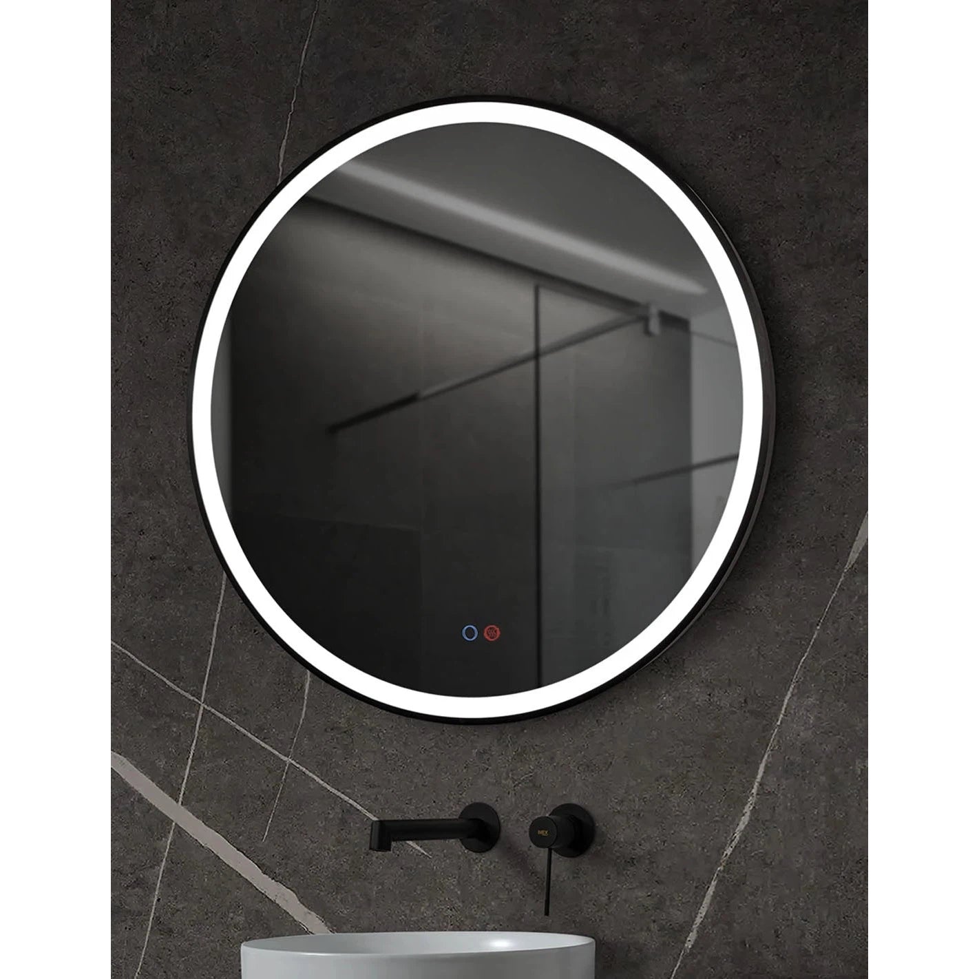 Ledimex- Round Espejo Bathroom Paris Black LED frame