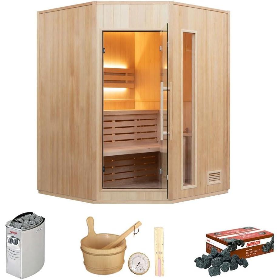 France Sauna - Zen 3 Corner Sauna tradicional de vapor - BricoandPool