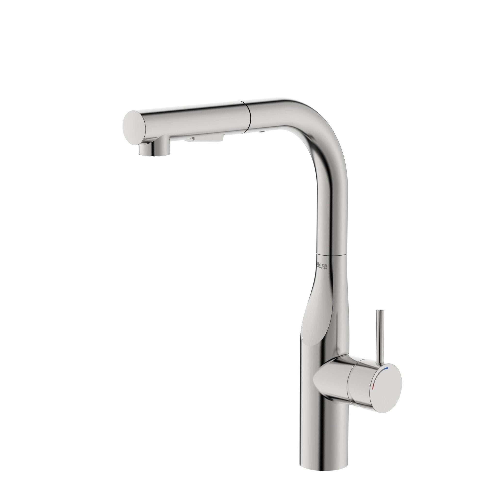 Glera Grifería para cocina con caño recto giratorio y ducha extraíble de 2 funciones. Cold Start Ref: A5A854DSM0 - BricoandPool