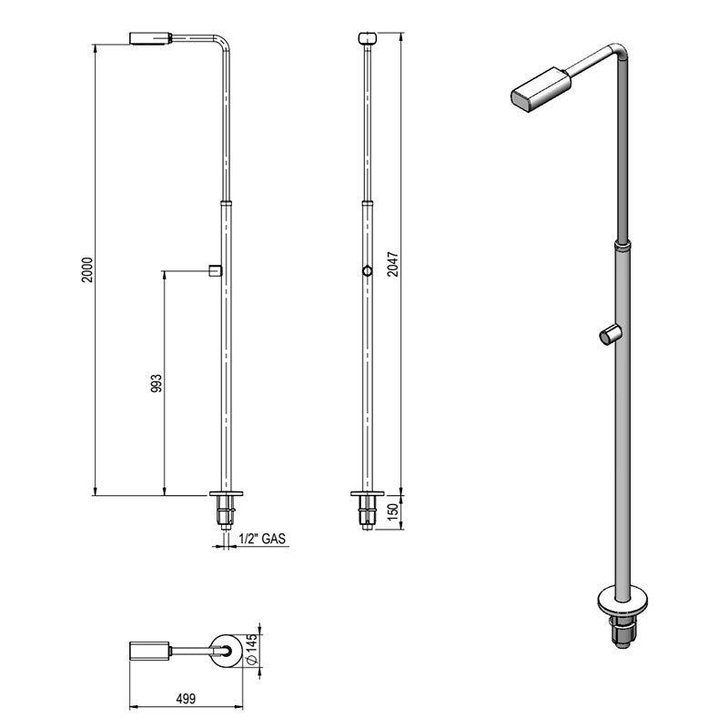 Gre - Ducha de acero inoxidable Minimal - BricoandPool