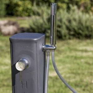 Gre - Ducha solar de polietileno negro con lavapiés - 19l - BricoandPool