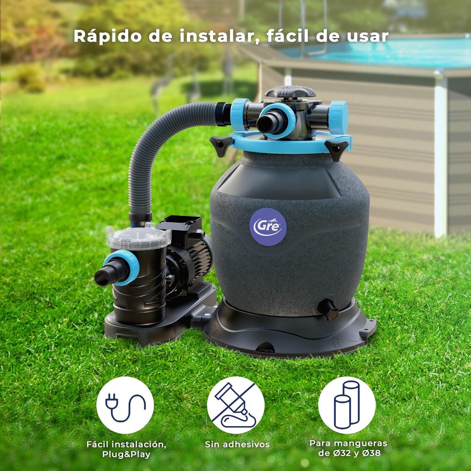 Gre - Filtro de arena Gre depuradora piscina con bomba - BricoandPool