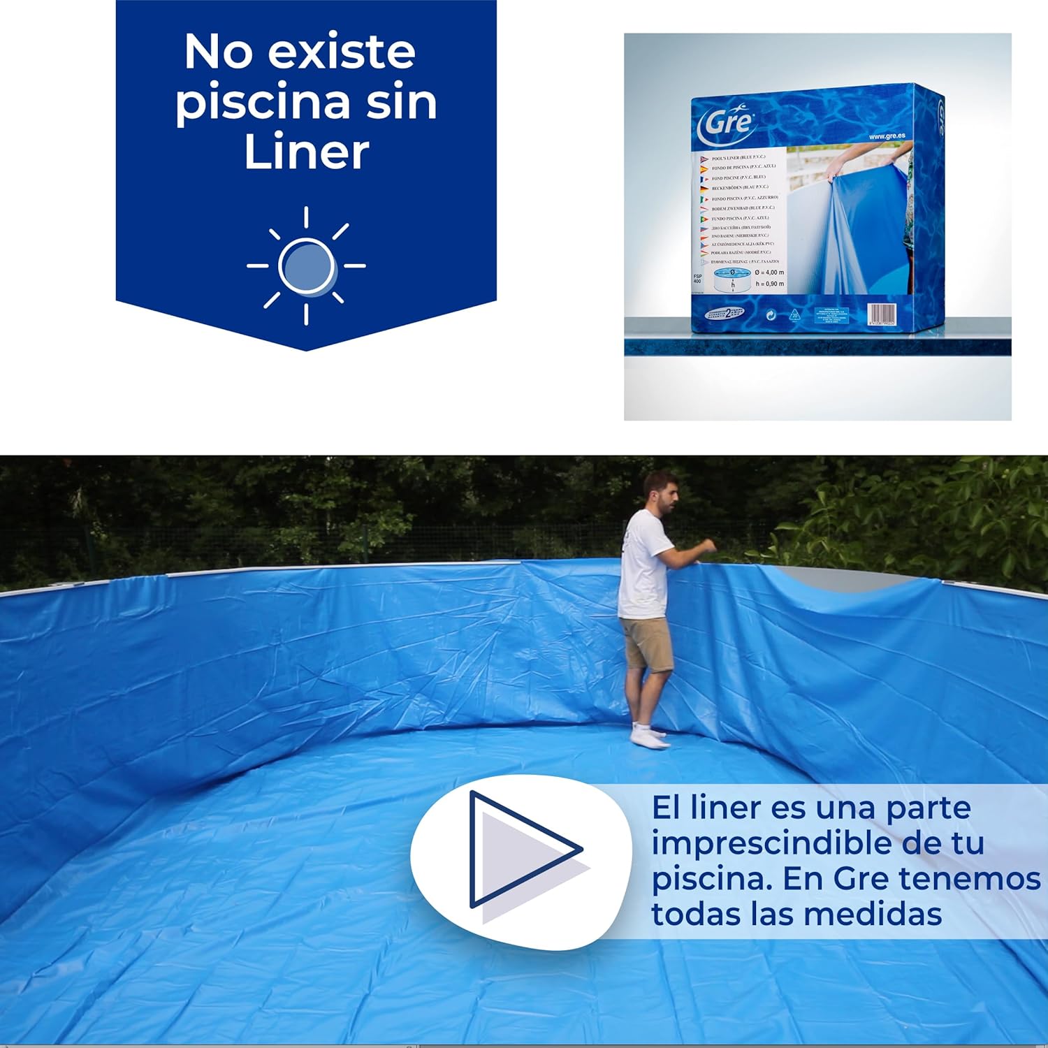 Gre - Liner para piscina de acero de 90 CM de altura - BricoandPool