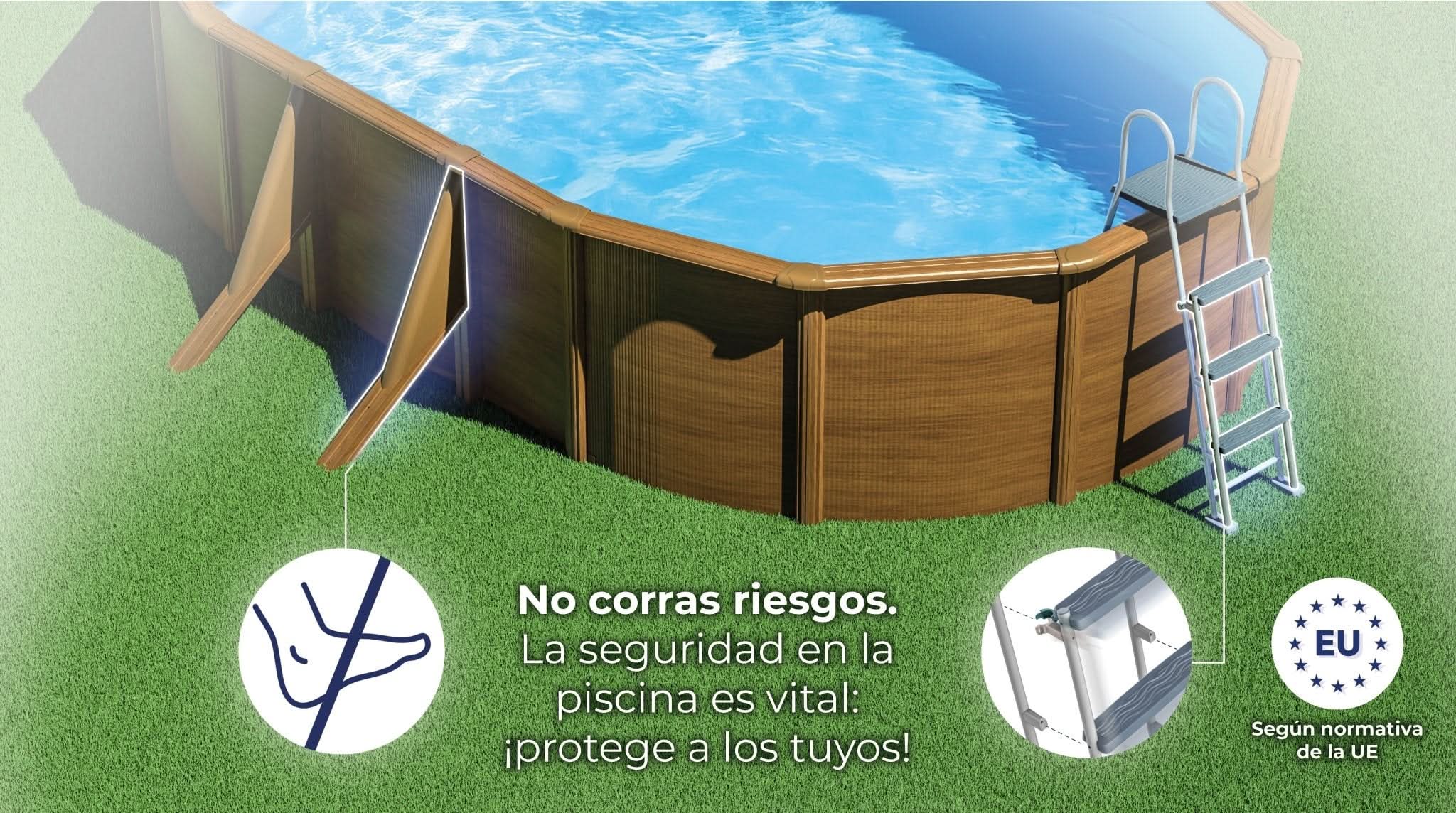 Gre - Piscina Pacific Ovalada Imitación Madera - BricoandPool