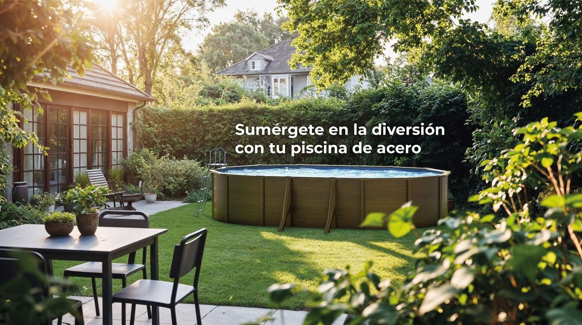 Gre - Piscina Pacific Ovalada Imitación Madera - BricoandPool
