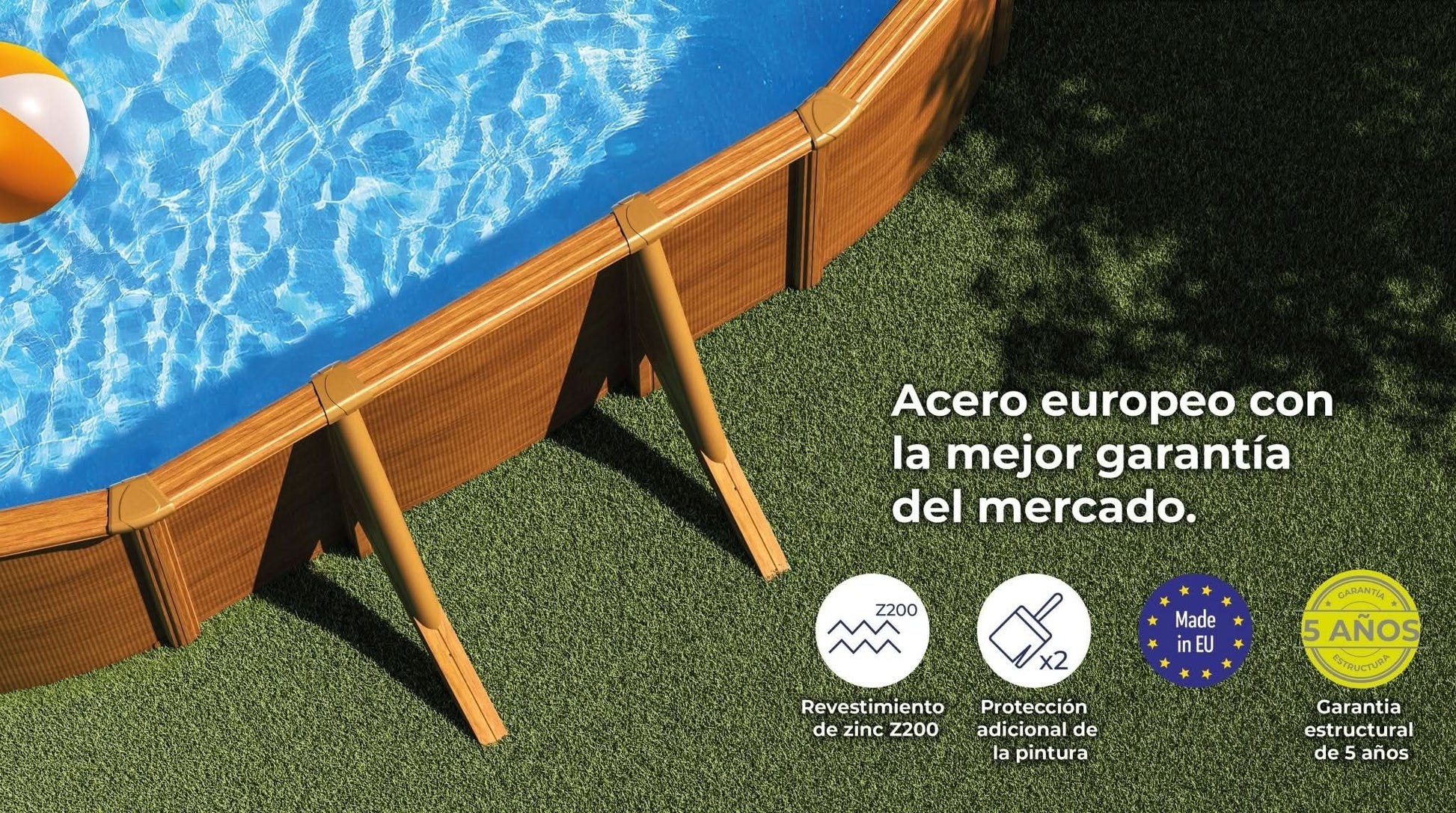 Gre - Piscina Pacific Ovalada Imitación Madera - BricoandPool