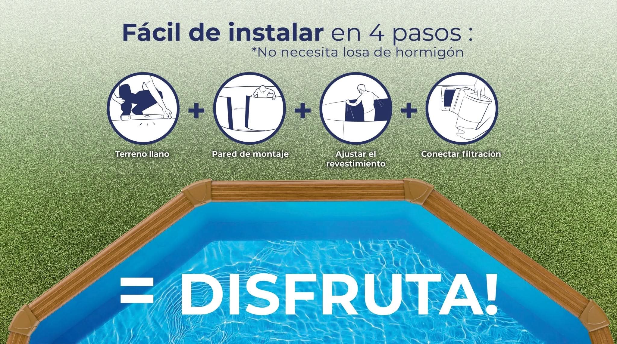 Gre - Piscina Pacific Ovalada Imitación Madera - BricoandPool