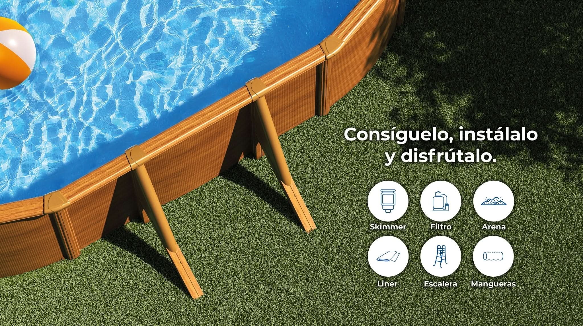 Gre - Piscina Pacific Ovalada Imitación Madera - BricoandPool