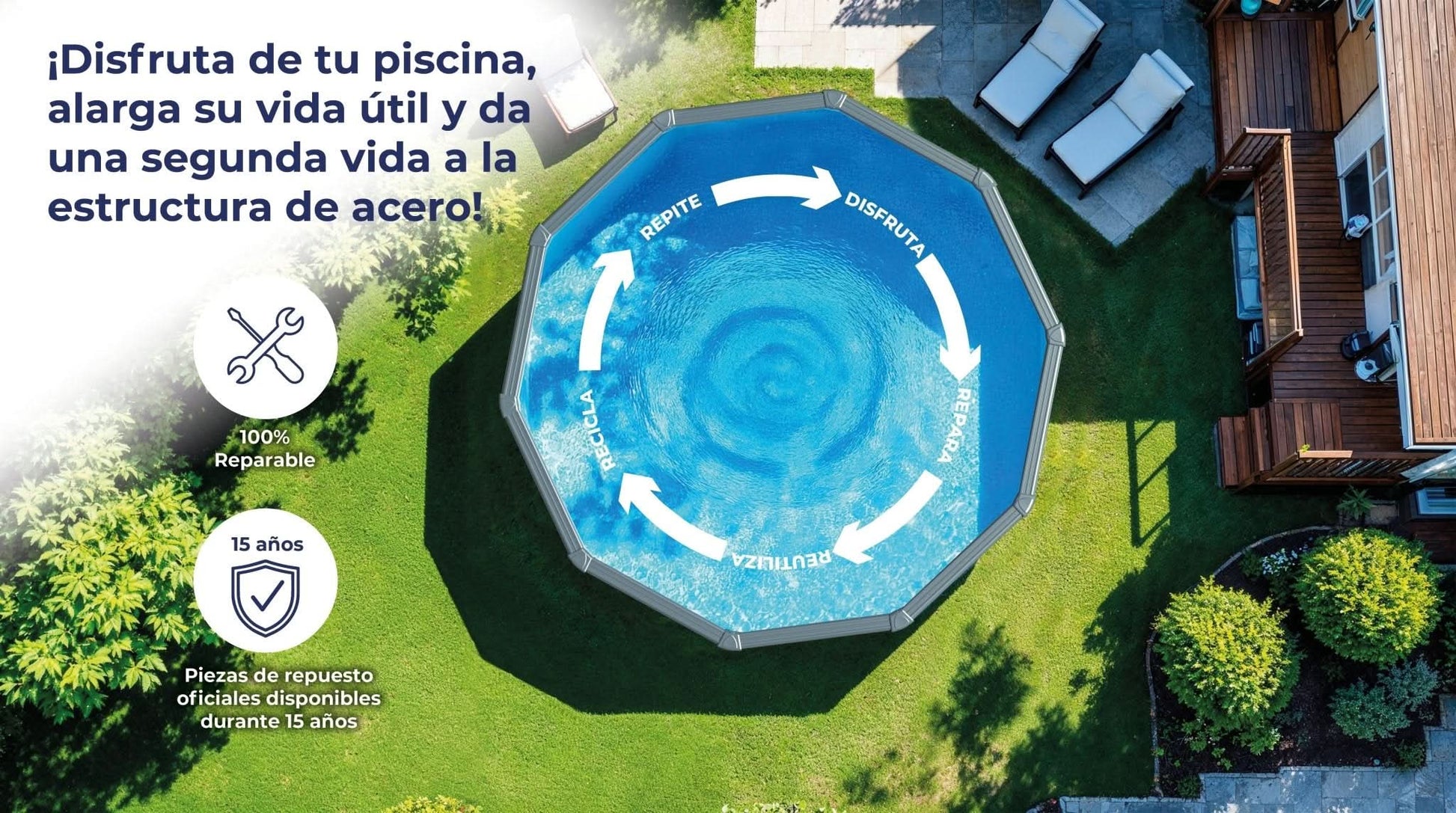 Gre - Piscina Pacific Ovalada Imitación Madera - BricoandPool