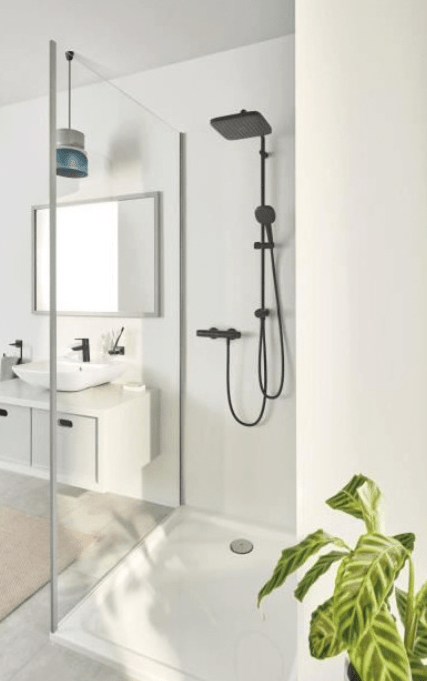 Grohe - Tempesta System 250 Cube Sistema de ducha con termostato incorporado negra mate - BricoandPool