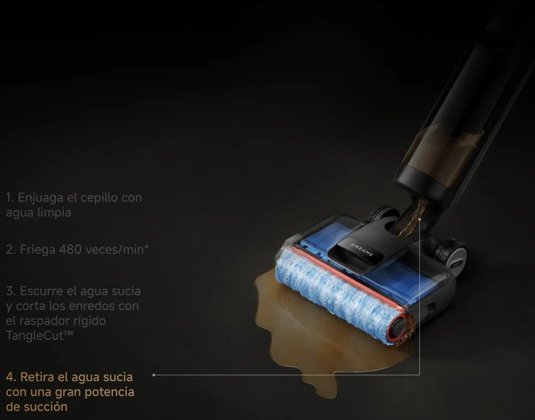 Retira el agua sucia con una gran potencia de succión