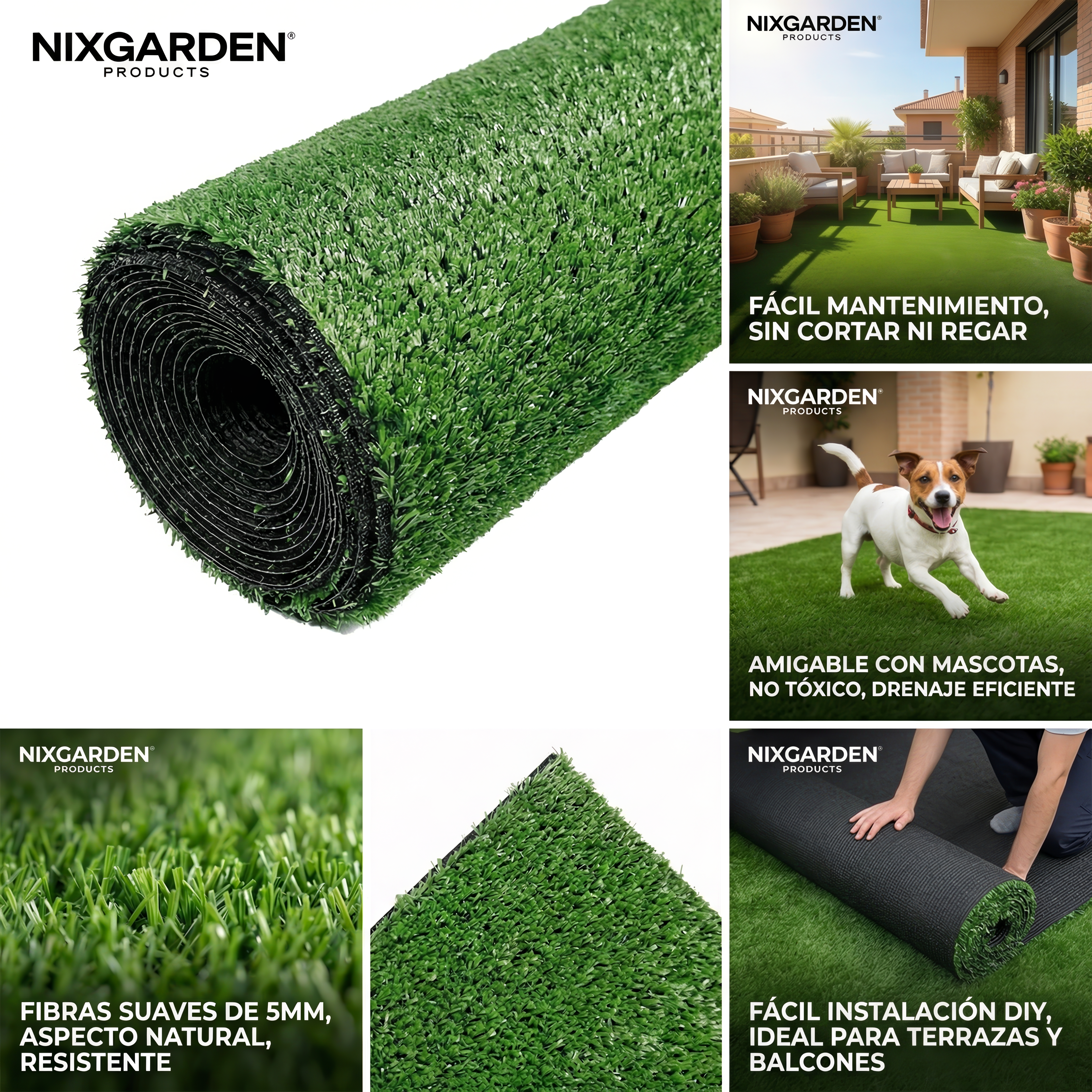 Nix Garden - Rollo Kunstrasen 5 mm Größe 1x5 m