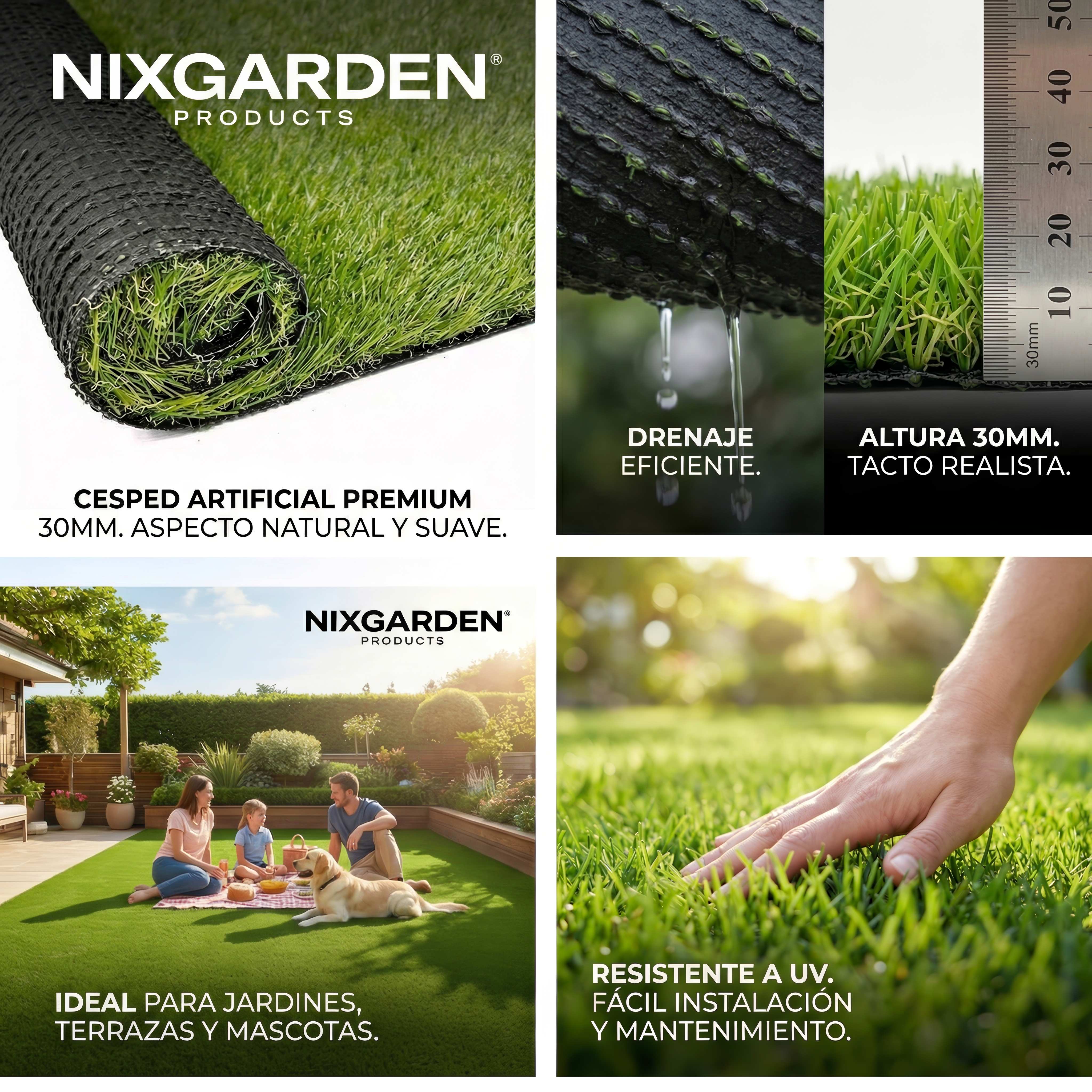 Nix Garden - Rolo de Relva Artificial 30 mm tamanho 1x5 m