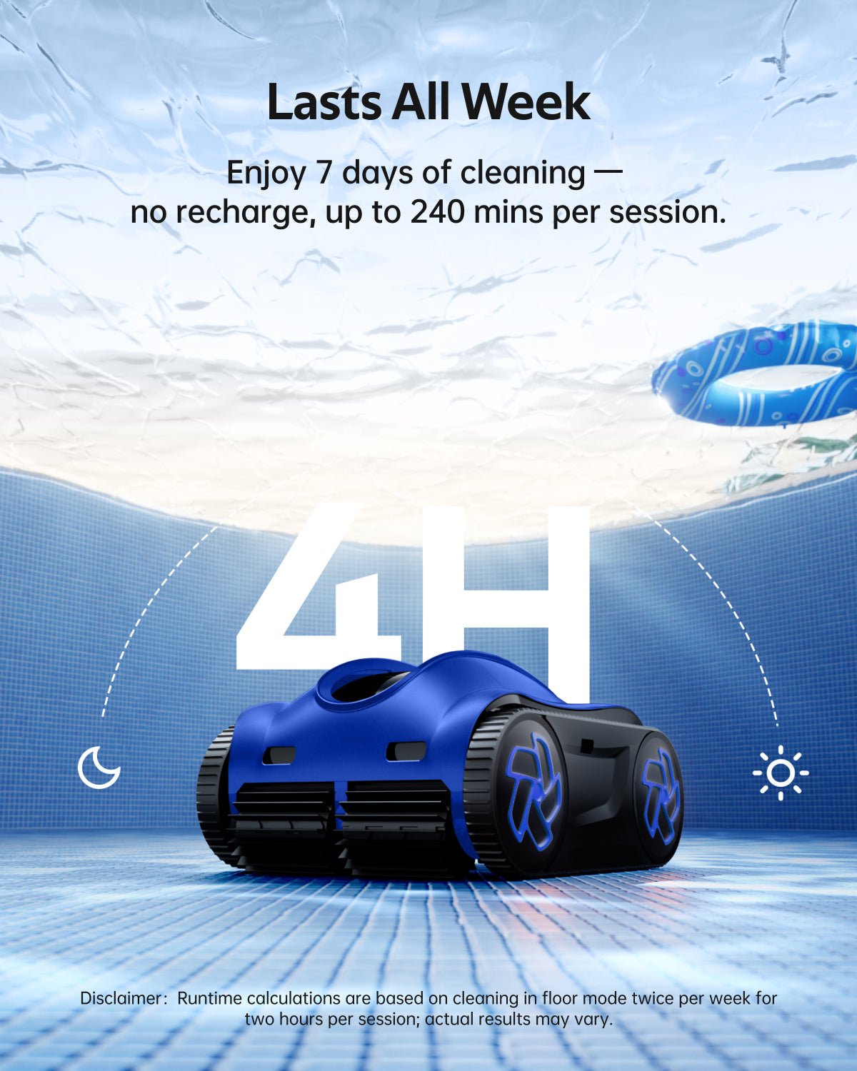 iGarden - K40 azul Robot Limpiafondos de piscina de batería sin cable - BricoandPool