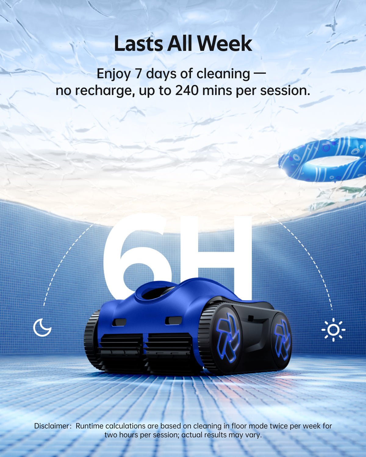 iGarden - K60 azul Robot Limpiafondos de piscina de batería sin cable - BricoandPool