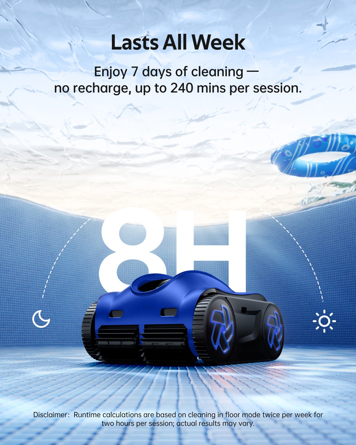 iGarden - K80 azul Robot Limpiafondos de piscina de batería sin cable - BricoandPool