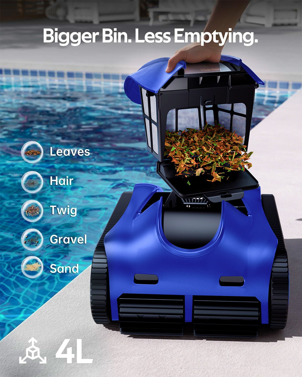 iGarden - K80 azul Robot Limpiafondos de piscina de batería sin cable - BricoandPool