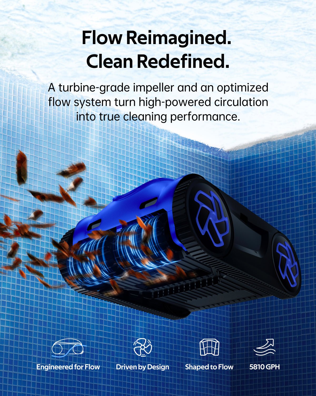 iGarden - K80 azul Robot Limpiafondos de piscina de batería sin cable - BricoandPool