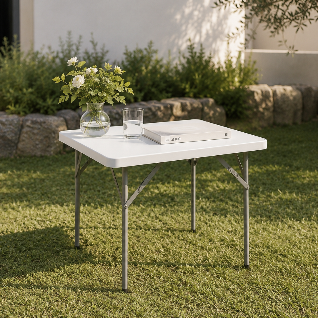 Mesa Plegable Portátil 84x84x74 Cm Blanco