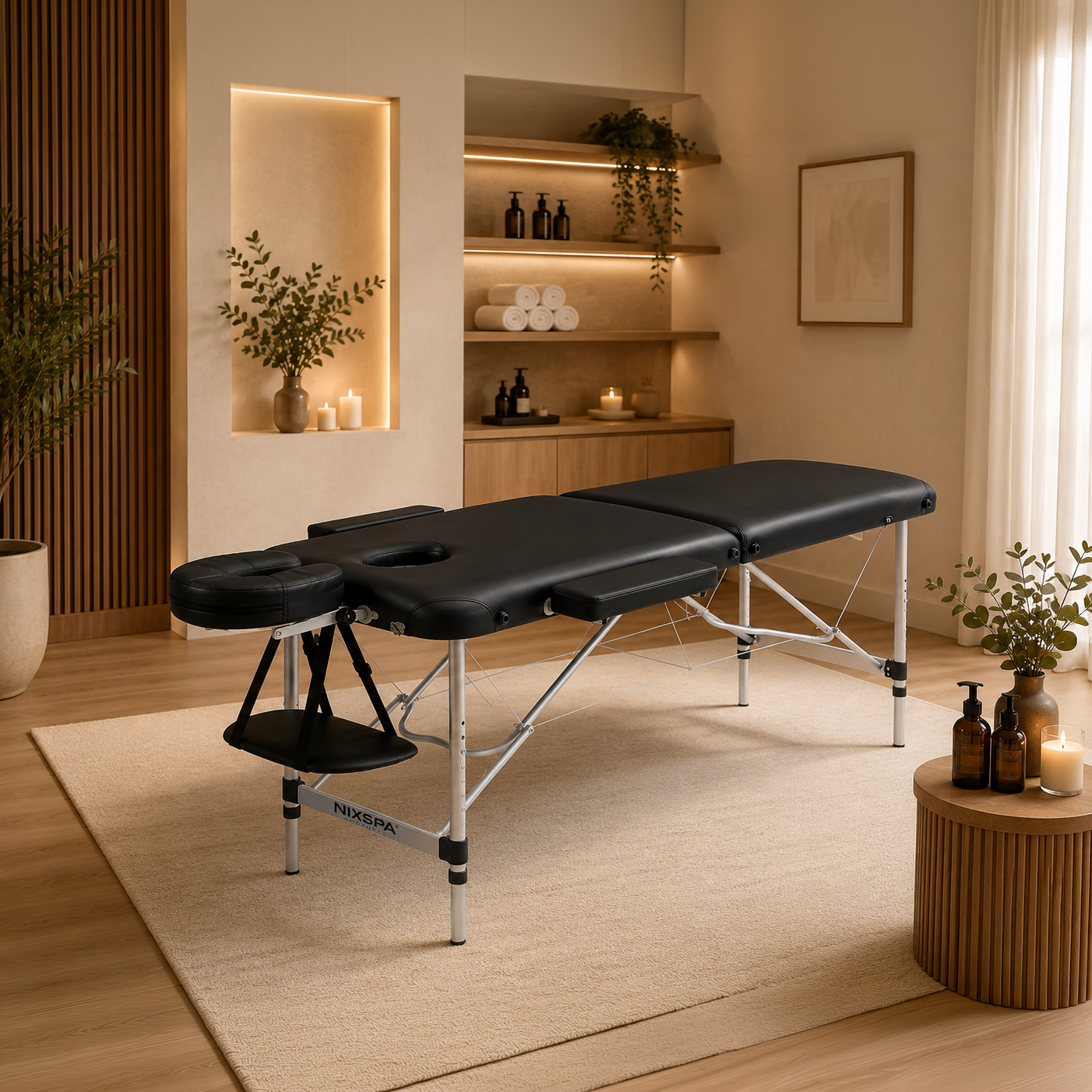 Lettino da massaggio pieghevole a 2 zone con altezza regolabile, poggiatesta ergonomico e design portatile 60 cm