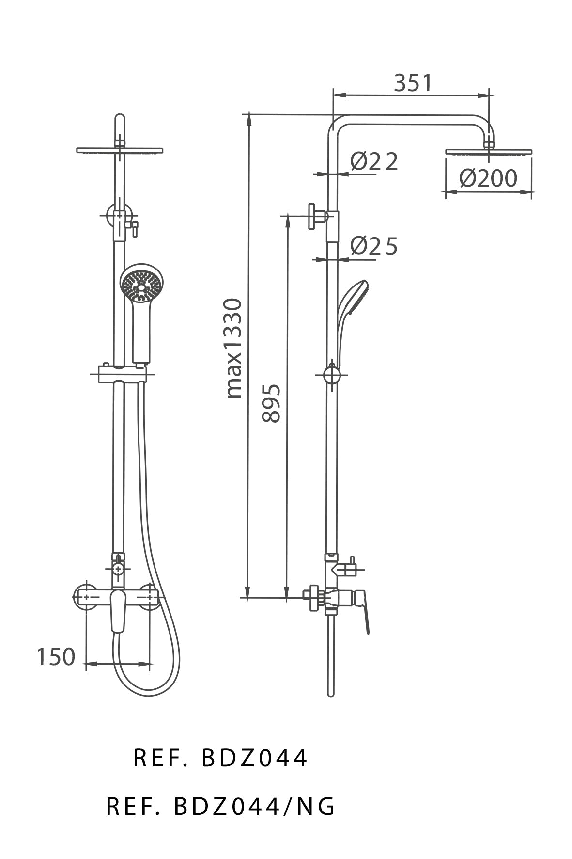 Imex – Bélgica columna de ducha monomando negro mate - BricoandPool