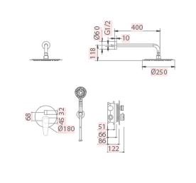 Imex - Conjunto de ducha empotrado monomando Belgica - BricoandPool