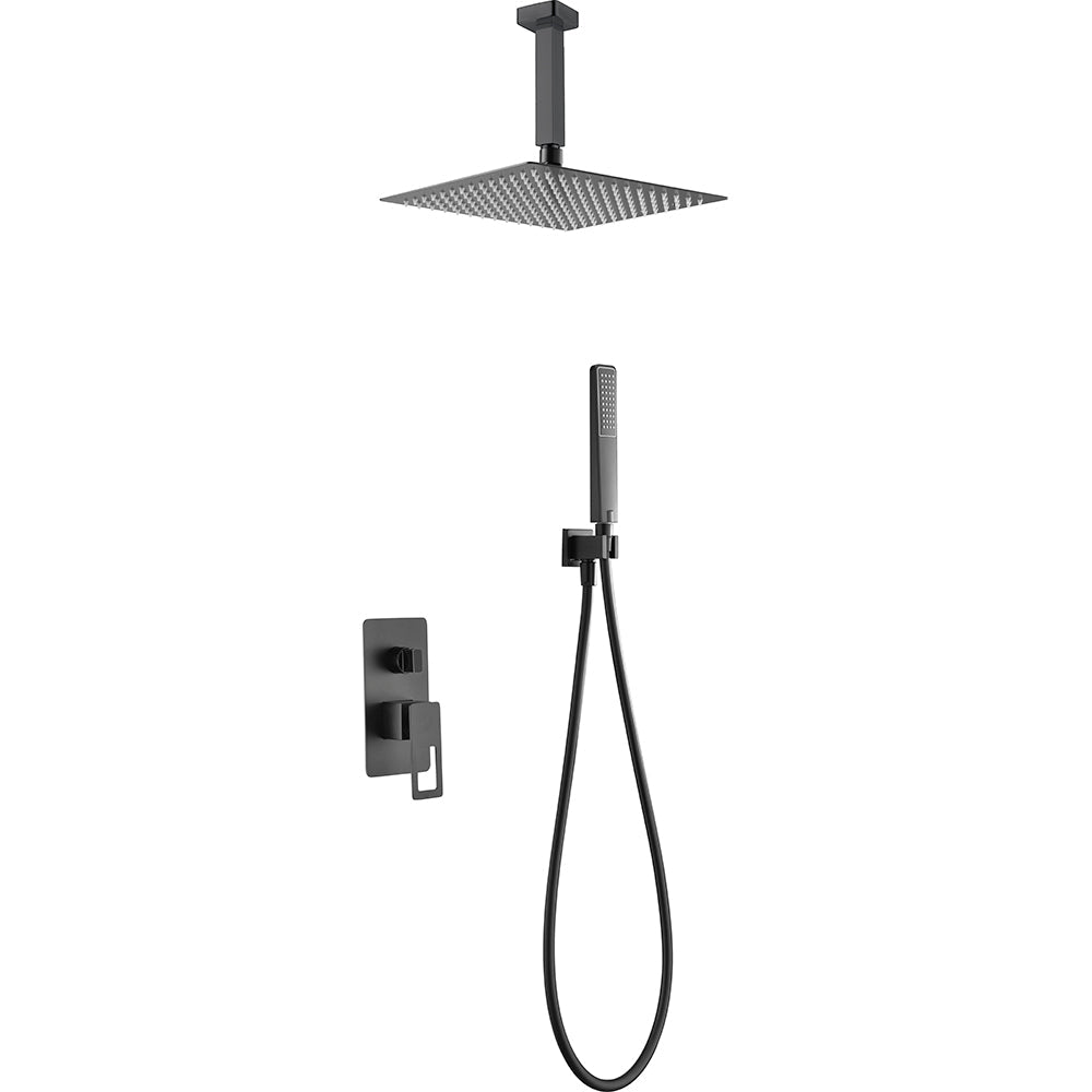 Imex - Conjunto de ducha empotrado monomando Estocolmo negro mate - BricoandPool