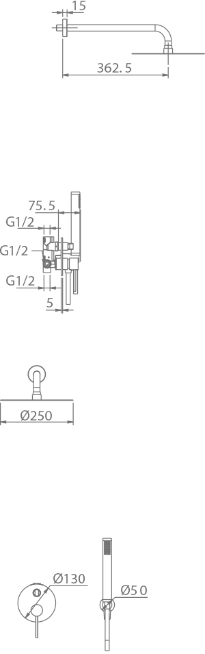 Imex - Conjunto de ducha empotrado monomando Milos - BricoandPool