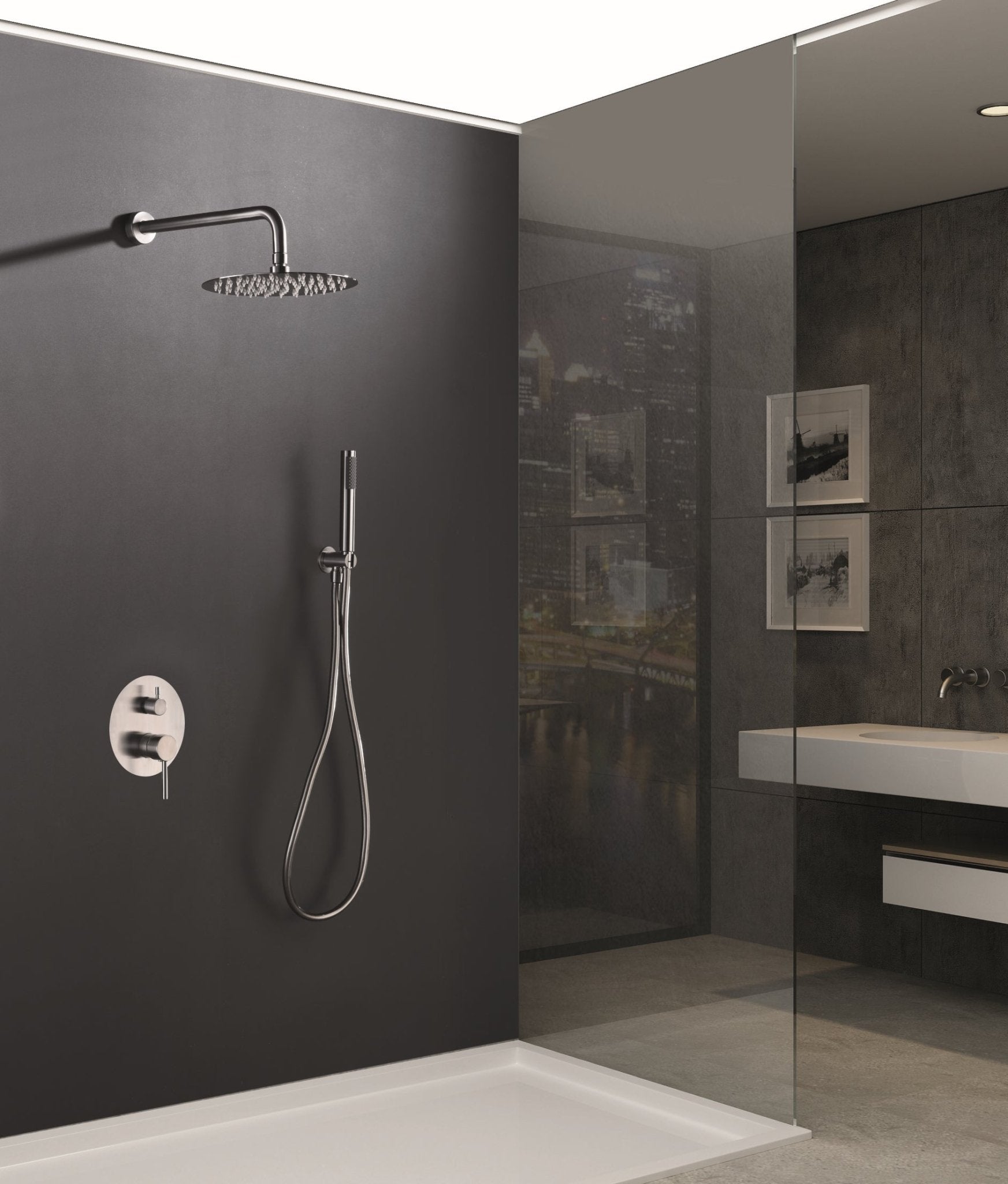 Imex - Conjunto de ducha empotrado monomando Moscú acero Aisi 316 - BricoandPool