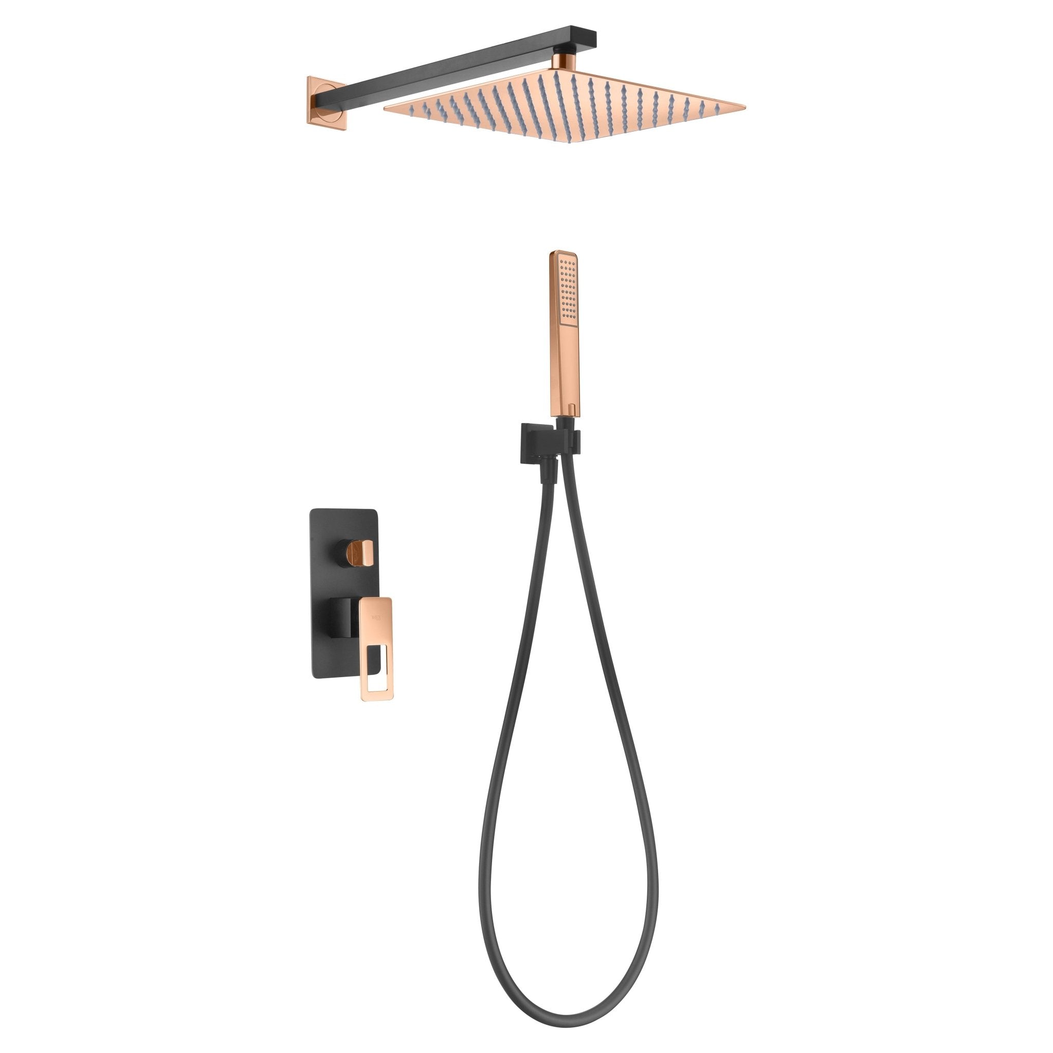 Imex - Conjunto de ducha empotrado monomando Suecia negro oro rosa - BricoandPool