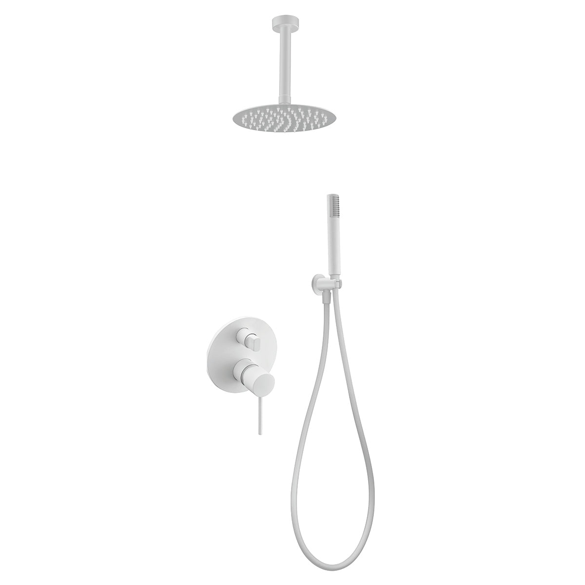 Imex - Conjunto de ducha empotrado monomando Thalos blanco mate - BricoandPool