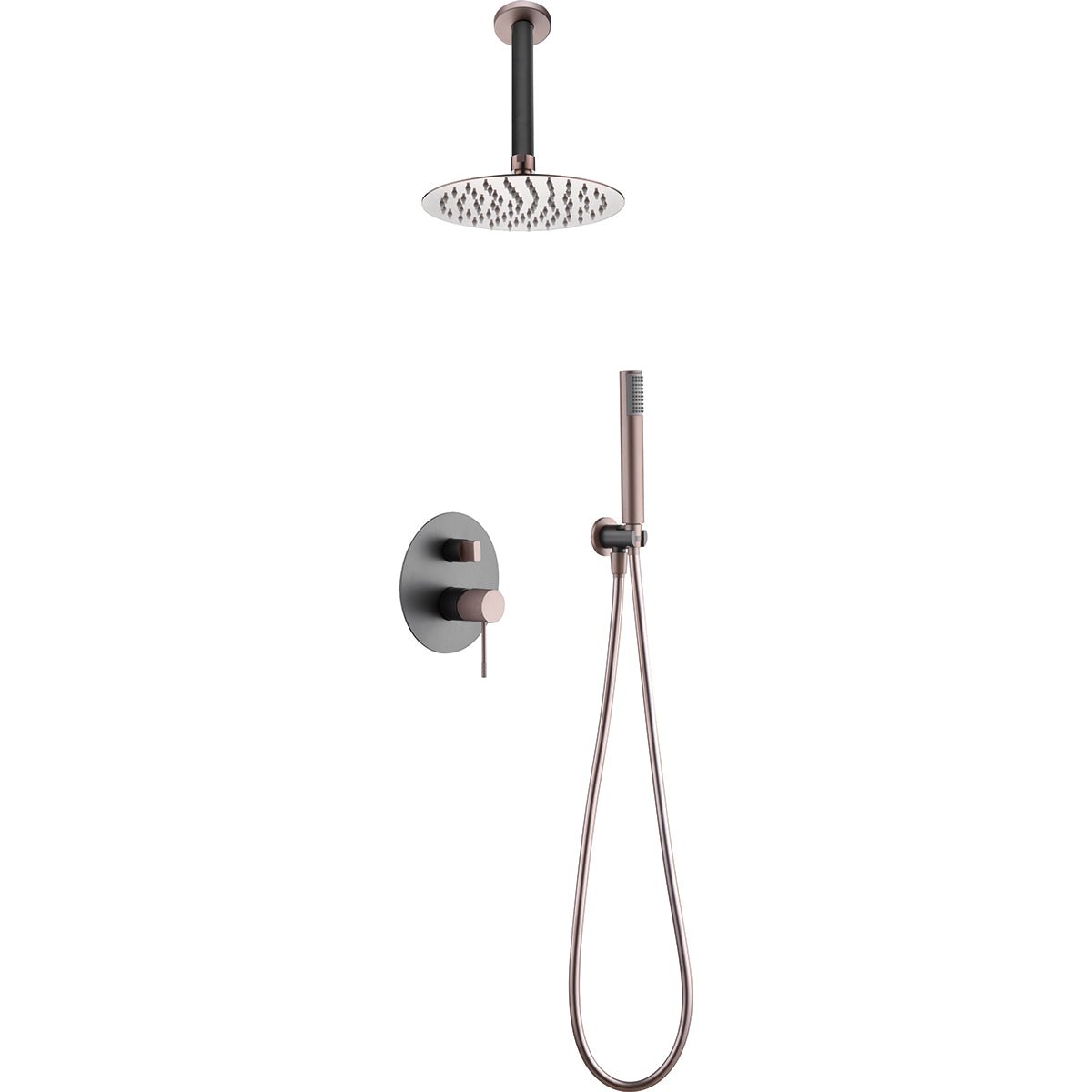 Imex - Conjunto de ducha empotrado monomando Top gris champagne - BricoandPool