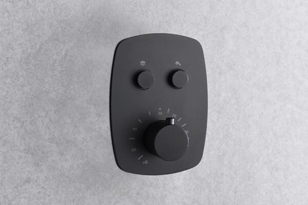 Imex - Conjunto de ducha empotrado termostático Hidra negro mate - BricoandPool