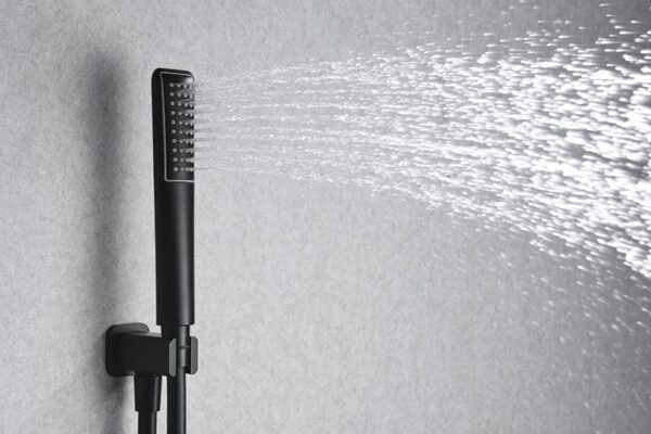 Imex - Conjunto de ducha empotrado termostático Hidra negro mate - BricoandPool