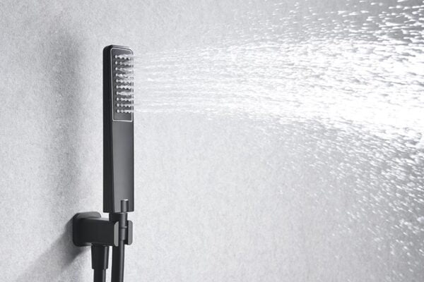 Imex - Conjunto de ducha empotrado termostático Madeira negro mate - BricoandPool