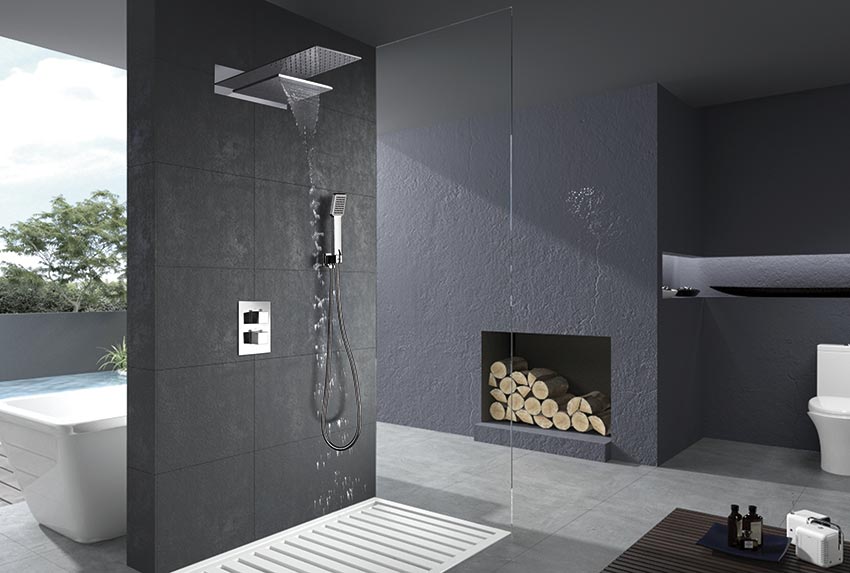 Imex - Conjunto de ducha empotrado termostático Rodas - BricoandPool