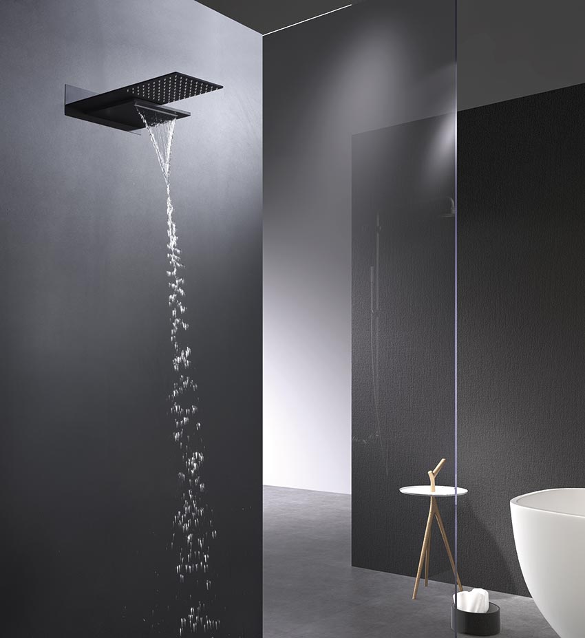 Imex - Conjunto de ducha empotrado termostático Rodas negro mate - BricoandPool