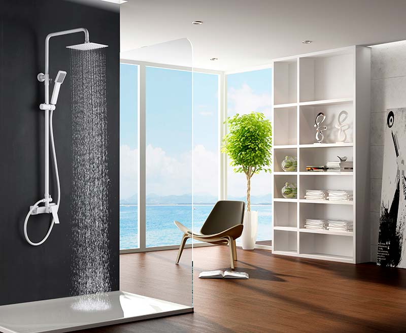 Imex - Conjunto de ducha monomando Art blanco mate - BricoandPool