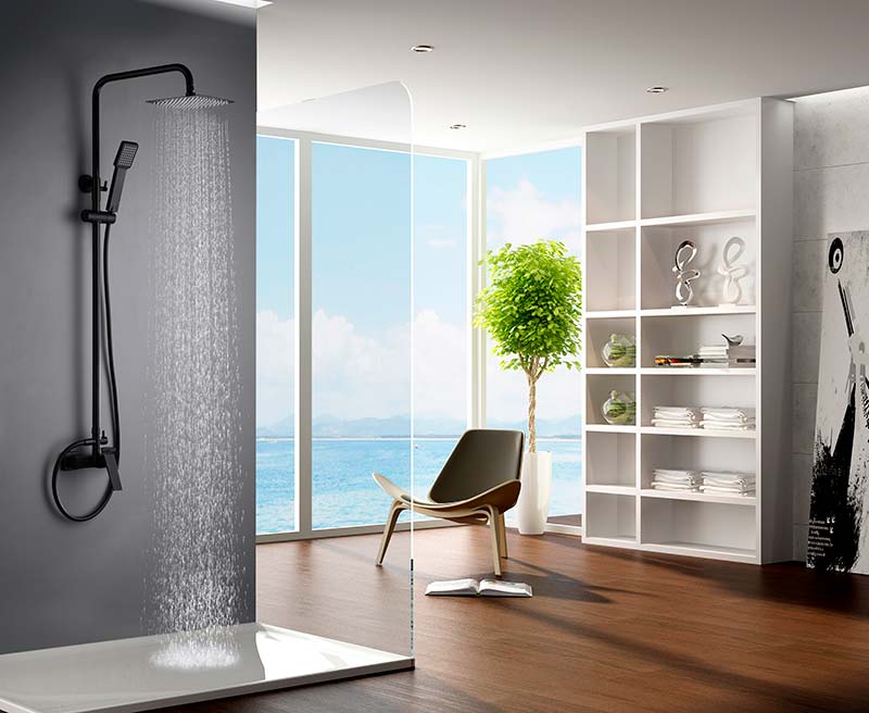 Imex - Conjunto de ducha monomando Art negro mate - BricoandPool