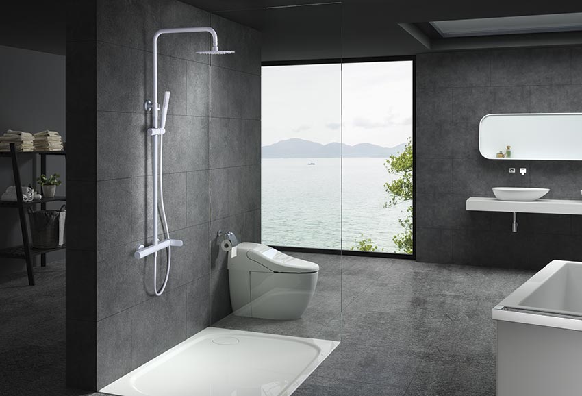 Imex - Conjunto de ducha monomando Dinamarca blanco mate - BricoandPool