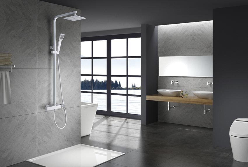 Imex - Conjunto de ducha monomando Fiyi blanco mate - BricoandPool